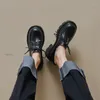 드레스 슈즈 enmayer 암컷 펌프 진짜 가죽 레이스 2024 패션 플랫폼 블랙 스트리트웨어 슬립 스퀘어 힐 신발 크기 크기 33-40