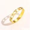 Bangle Luksusowa bransoletka 18k złota litery dla kobiet Diamond Pearl Fashion Biżuteria Party Akcesoria ślubne Miłośnicy Drop dostarczenie DH2GP