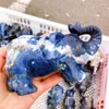 Figurine decorative Blu naturale Sodalite Elefante Animale Cristallo Energia Pietra Artigianato Piccola decorazione Decorazioni per la casa Regalo di festa 1 pz