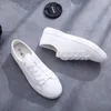 Zapatos informales Unisex de lona blanca, zapatillas planas de tela para estudiantes con cordones vulcanizados de verano, zapatillas planas para mujer