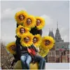 装飾的な花の花輪黄色のワイドアプリケーションノベルティヒマワリのコスチューム帽子すべての年齢の履き帽子ドロップデリバリーHom otdqw