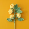 Dekoracyjne kwiaty DIY KRTING wielorakierowy róża sztuczna szydełka Fake Fake Single Buquet Walentynki Prezent Wedding Stróg Domowe Dekor