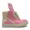 Scarpe casual da donna Stivali da moto in vera pelle Street Man Sneakers alte Cerniere alla moda da corsa