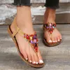 Sandaler Kvinnors 2024 Summer Beach Shoes Böhmen Flat Flio Flops för Womon Elastic Band Casual Woman Sandalias Plus Size 43