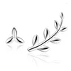 Stud Earrings Sier Color Leaves For Women Asymmetrical Brincos Jewelry Drop Delivery Dhgnw