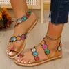 Sandaler 2024 Summer Fashion Set Toe European and American Style Women Light Holiday Outdoor Beach Plus Size Shoes