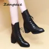 Stivali Zanpace Platform Heels Women Boots Winter Plus Velvet Midtube Women Shoes Fashion Punted Tornio da donna invernale Stivali