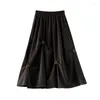Faldas de mujer falda color café Vintage coreano A-Line Harajuku Kawaii Y2k 90s estética elegante moda larga 2000s ropa 2024