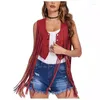 Damenwesten Sommer Frauen Kleidung Quaste Weste Faux Wildleder Nieten Fransen Jacke Weste Streetwear Weibliche Vintage ärmellose Jacken