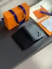 LOUS VT Aerogram Pocket Money Clip Cowhide Small Wallet Multiple Pockets Carrying Card Bag Metal Letter