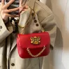 Fabrik Großhandel Damen Umhängetasche 4 Farben coole Persönlichkeit Goldschnalle Handtasche Flip einfarbig Leder zurück in diesem Jahr beliebte Frauen Kettentasche 5515#