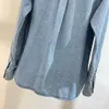 Vinatge 2024 Blu Risvolto Collo Tasche Paillettes Maniche Lunghe Cappotto da Donna Designer Giacca da Donna di Fascia Alta 32113