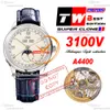 Historiques Triple Calendrier 3100V A4400 Automatyczne męskie zegarek TWF 40 mm Moonphase Stael Case Beige Diaj Blue Skórzane Super Edition Puretime RelOJ Hombre PTVC