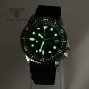 Watches Tandorio 41mm Automatiska dykande män Titta på svart/blå/grön urtavla Sapphire Glass NH35 20Atm Datumindikator Gummiband Grön Lume Lume