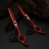 Irons Anpassa Japan 440C 6 '' 7 Colors Flame Gem Hair Soxe Haircut Thinning Barber Cutting Shears Frisörsaxuppsättning
