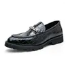 Casual skor mode svart botten läder gentleman stress män företag driver handgjorda loafers