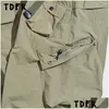 Mensbyxor Mti-Pocket Cargo Solid Color Safari Style Loose Casual Wide Ben Elastic Midjebyxor Män Droppe leveranskläder KLÄDER OTNMU