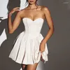 Casual Dresses Summer Sexy Mini Dress Women Solid Streetwear White Sleeveless Backless BodyCon Club Elegant Party A-Line