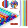 Gobelets jetables pailles 100/50 pièces paille à boire multicolore thé au lait jus de Milkshake en plastique fête de mariage fourniture ustensiles de cuisine accessoire