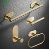 Towel Rings No Drill Bathroom Accessories set Gold Towel Bar Rack Towel Rail Black Towel Ring Toilet Paper Holder Wall-mounted Robe Hook 24321