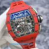 Designer RM Montre-bracelet Collection RM11-03 Montre mécanique automatique RM1103 Fq Rouge Ntpt Calendrier en fibre de carbone Mois Chronologie Mandat