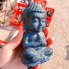 Dekorativa figurer Naturliga apatit Buddha Crystal Carving Buddhism Home Decoration Healing Fengshui Gemstone Collection Gift 1PCS