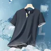 Męskie koszule 2024 Summer Ice Silk T-shirt Men Casual Fit Comfer Corne Ubranie Krótkie rękaw