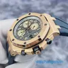 Berömda armbandsur spännande AP -armbandsur Royal Oak Offshore Series 26470or Grey Dial 18k Rose Gold Mens Watch Automatic Machinery
