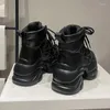 Scarpe casual Arrivo Sneakers alte da donna con plateau Moda sportiva Stringate fondo spesso 8 cm Comodo stivale caldo con scarpa alta