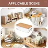 Storage Bottles Clear Kitchen Bins Jewelry Cosmetic Fridge Organizer Box Wooden Lid Stackable For Book Electronic Cabinet