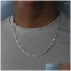 Chaînes 40-75cm 925 Sier 4mm Figaro Chaîne Collier pour Femmes Hommes Long Hip Hop Bijoux Cadeau Drop Livraison Colliers Pendentifs Otvxr