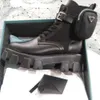 Designer-Stiefel für Damen, Rois-Stiefel, Monolith-Stiefel, Stiefeletten, Martin-Stiefel, echtes Leder, Nylon, abnehmbare Tasche, Bootie, militärisch inspirierte Kampfschuhe, Größe 35–45