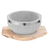 Bols Bol en pierre Bibimbap Ramen Noodle Cooker Pot coréen avec base pour soupe en bois