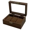 Titta på lådor Box Storage Case Wood Organizer Smyckes Display Collectures Holder Package 1/2/3 Grids Retro Gift