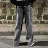 Koreaanse Mode Heren Baggy Jeans Elastische Taille Klassieke Olid Kleur Rechte Denim Wijde Pijpen Broek Mannelijke Lichtblauw Grijs Zwart 240318