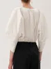 Bluzki damskie 2024 Koszulka Pullover z dekoltem w dziesiątce Trzy Quater Sleeve Eleganckie panie luźne proste bluzkę i topy