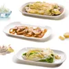 Dinnerware Sets 4 Pcs Rectangle Melamine Meal Plate Banquet Flatware Rectangular Salad Plates Steak