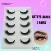 Eyelashes 5 Pairs Fake Eyelashes Cat Eye Natural Tapered Half Lashes Fox Eye Winged Cat Eye Mink Lashes Extension Makeup Faux Cils