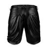 Mens Leather Shorts Elastic Fashion PU Leather Short Pants Dance Party 240320
