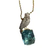 Collana di gioielli di design a forma di uccello blu verde con diamanti Designer di gioielli per donne