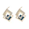 Advanced and Luxurious Geometric Diamond Blue Crystal Earrings New Trendy Internet Red Temperament Ear Accessories Twws