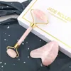 Face Massager Natural Rose Quartz Jade Roller Gua Sha Set ansikts- och kroppsmassagen Roller Jade Stone Massage Roller ansiktsförbättring Beauty Massage Tool 240321