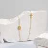 14k ouro amarelo virgem maria forma pingente jesus cruz bola colares clavícula corrente de aço banhado a ouro irregular para mulher