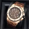 Наручные часы AP Celebrity Royal Oak Offshore Series Мужские часы Диаметр 42 мм Прецизионная сталь Розовое золото 18 карат Мужские роскошные часы для отдыха 26470OR.OO.A099CR01