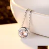 Pendant Necklaces European Style Sexy Shiny Zircon S925 Sier Necklace Fashion Charming Women Box Chain Luxury Jewelry Accessories Dr Dh3Yz