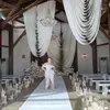 5PCS Wedding Ceiling Centerpieces Decoration Wave Curtain Party Stage Hall Hanging Cloth White Champagne Available