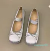 Luxe kledingschoenen satijn zijde ballet vrouw klassieke vierkante neus strikje elastische ballerina's dames zachte loafers