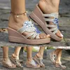 Sandalias Tacones Altos Moda Tacón Grueso Señoras Casual Cuña Elegante Con Diamantes Verano De Mujer 2024