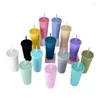 Mugs Creative Flash Powder Straw Cup Reusable Coffee Juice With Lid Mug Frosted Outdoor Portable Water Kitchen Tools