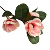 Dekorativa blommor 1 st lyx Long STEM 3heads Artificial Magnolia Flower Branch For Home Wedding Decoration Fake Garden Decor Flores